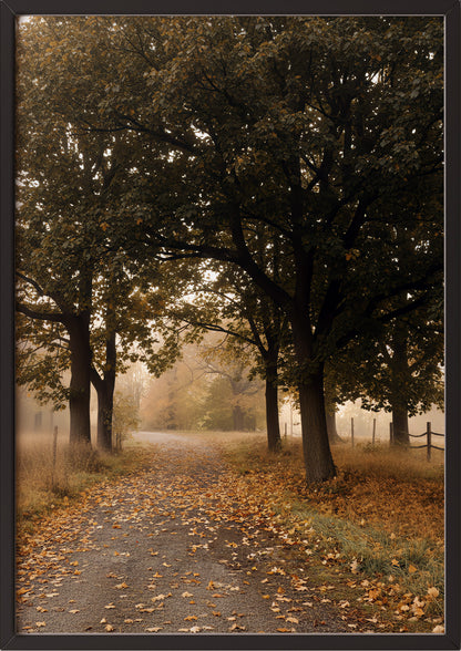 Poster Herbstwald auf dem Land im schwarzen Holzrahmen