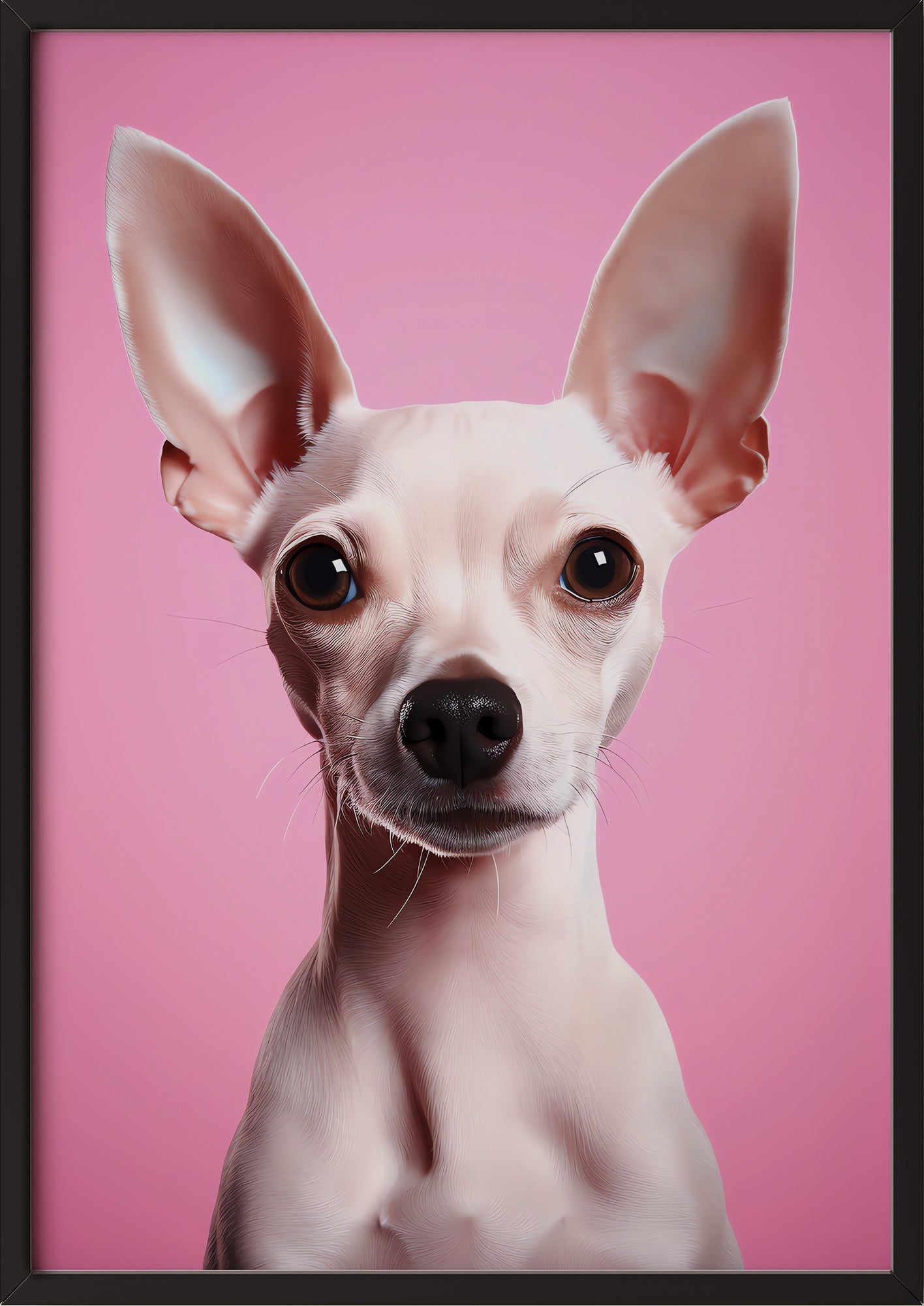 Poster „Chihuahua On Pink Background“ schwarz.