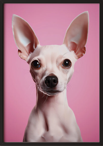 Poster „Chihuahua On Pink Background“ schwarz.