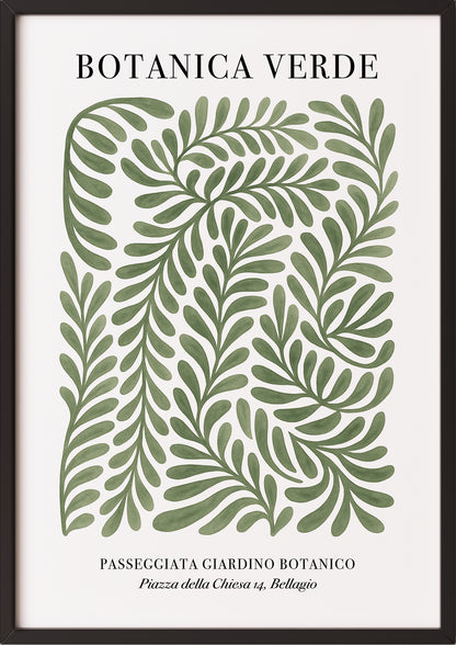 BOTANICA VERDE Poster mit grünen Blättern & schwarzem Rahmen – elegante Wandkunst