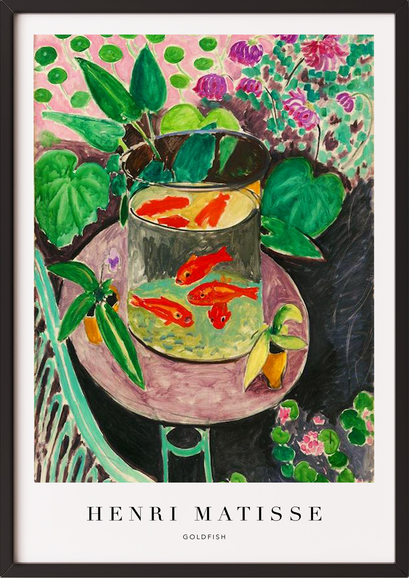 Goldfish von Henri Matisse Kunstdruck im schwarzen Rahmen