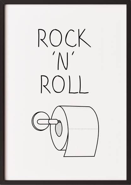 Hochformatiges Poster „Rock ‘N’ Roll“ mit schwarzem Rahmen, freigestellt.