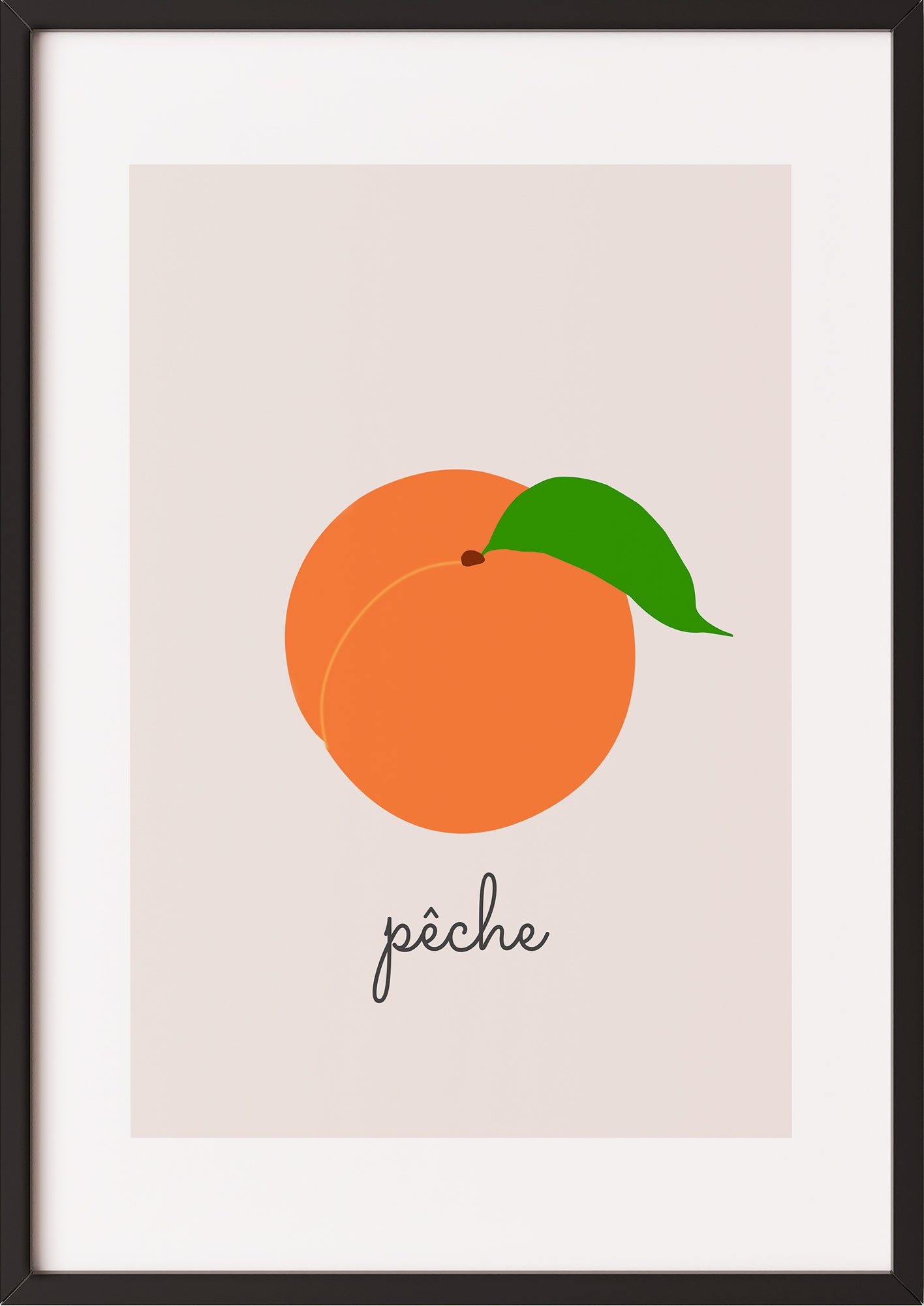 Poster „Peach Illustration - Peche“ schwarz.