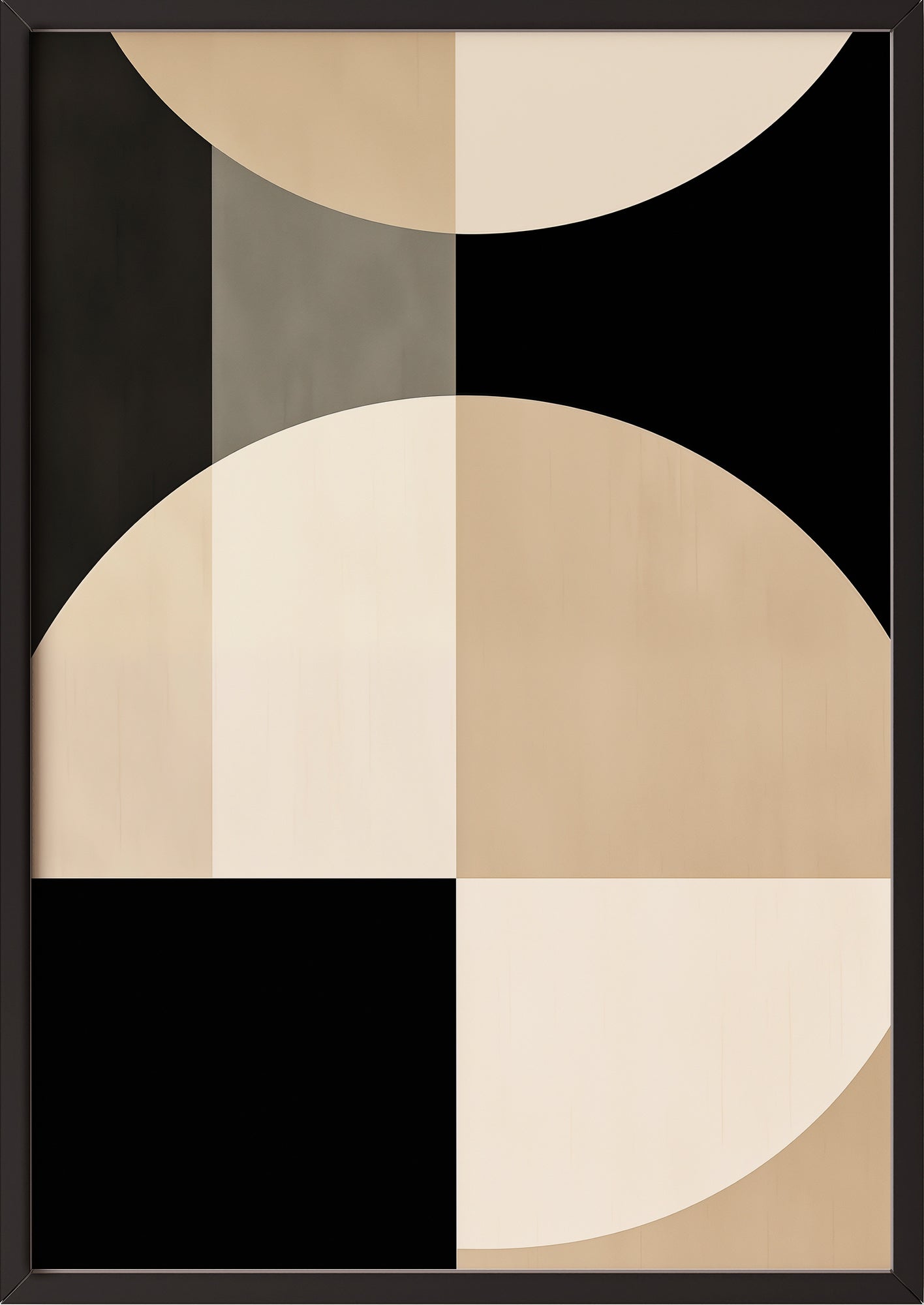 Hochformatiges Poster „BAUHAUS - Beige Brown Black 2“ mit schwarzem Rahmen.
