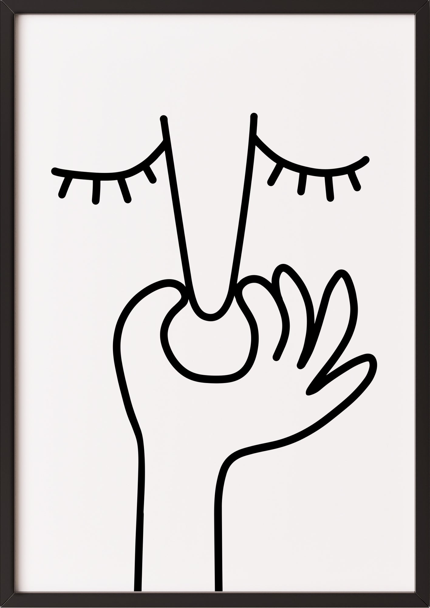 Hochformatiges Poster „Nase Zuhalten“ mit schwarzem Rahmen, freigestellt.