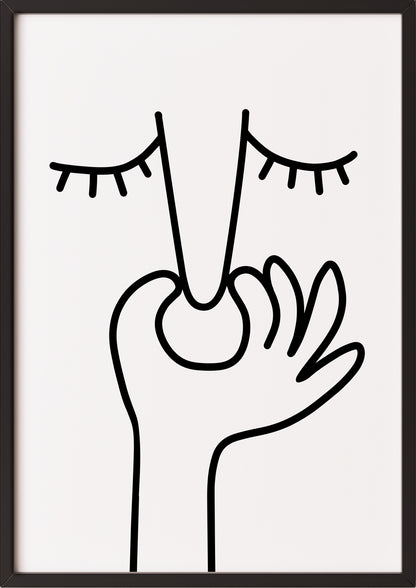 Hochformatiges Poster „Nase Zuhalten“ mit schwarzem Rahmen, freigestellt.