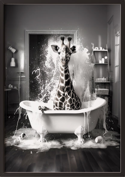 der schwarze rahmen verstärkt die grafische wirkung des posters und bringt kontrast und eleganz an die wand