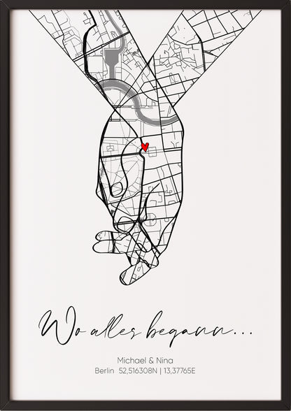 Wo alles Begann - Hand in Hand - Koordinaten - Personalisiert