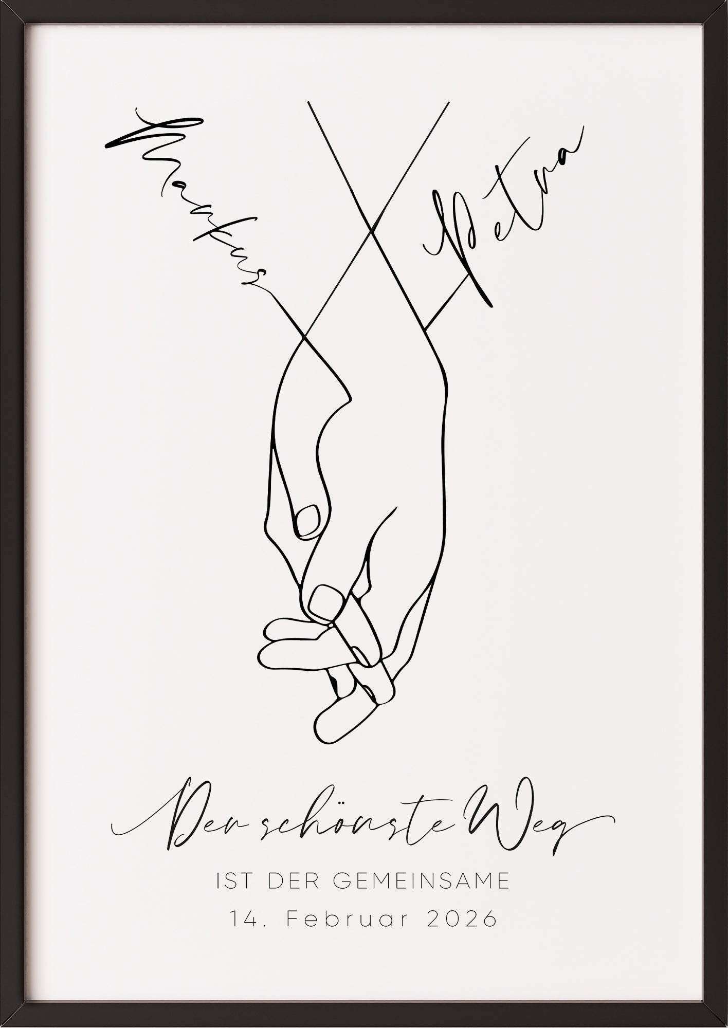 Hochzeitshände Paarbild - Hand in Hand ein Leben lang - Personalisiert