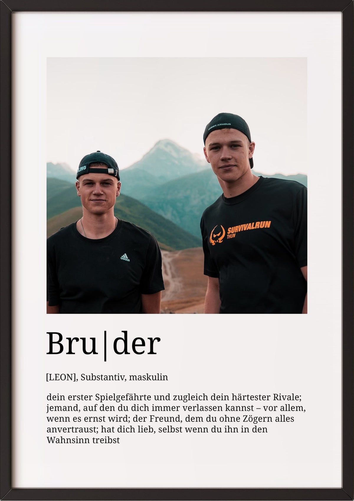 Bruder Definition im schwarzen Holzrahmen