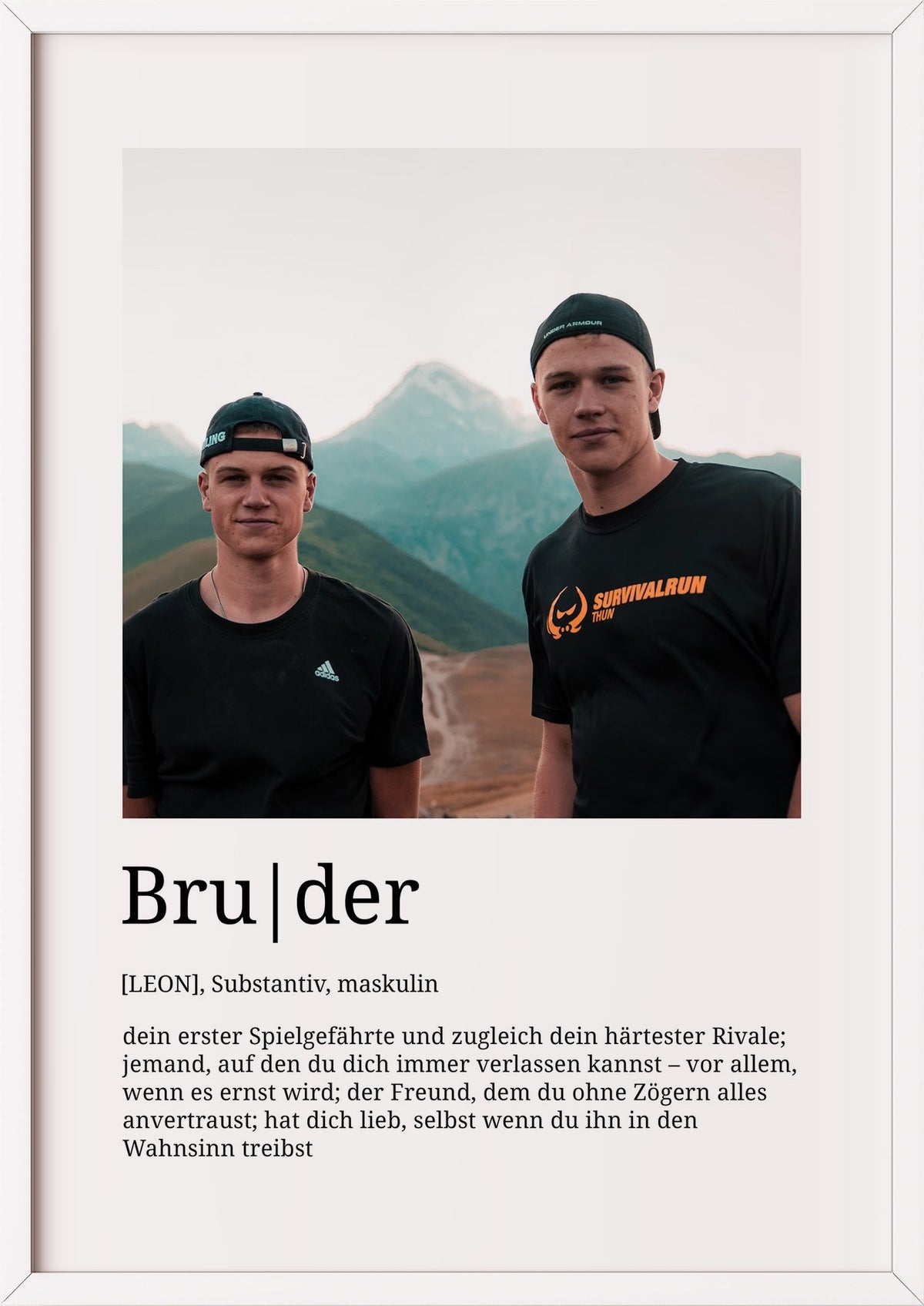 Bruder Definition im weißen Holzrahmen