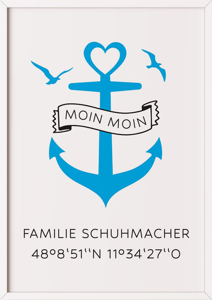 Anker Familienbild im weißen Holzrahmen