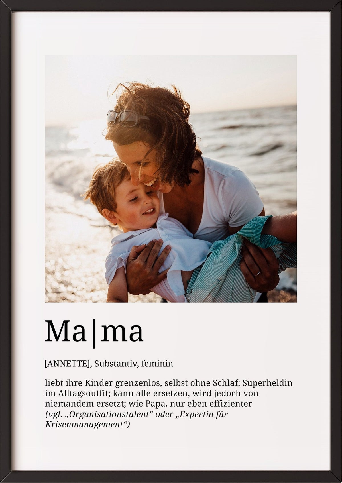 Mama im schwarzen Holzrahmen