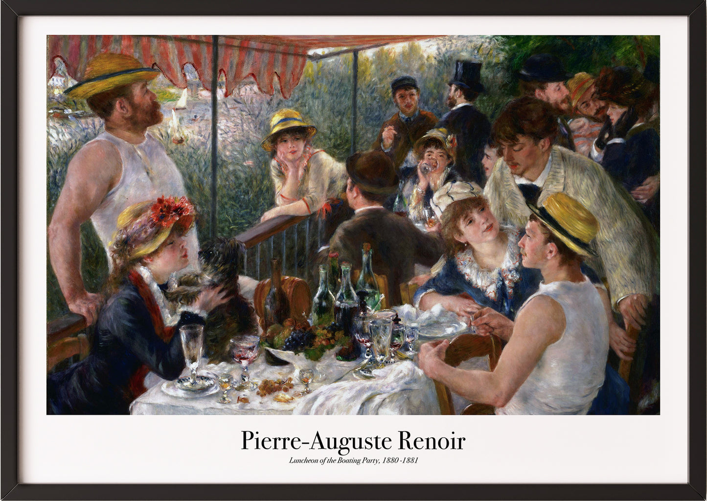 Luncheon of the Boating Party von Pierre-Auguste Renoir Kunstdruck im schwarzen Rahmen