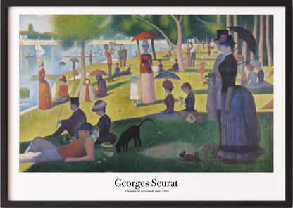 A Sunday Afternoon on the Island of La Grande Jatte von Georges Seurat Kunstdruck im schwarzen Rahmen