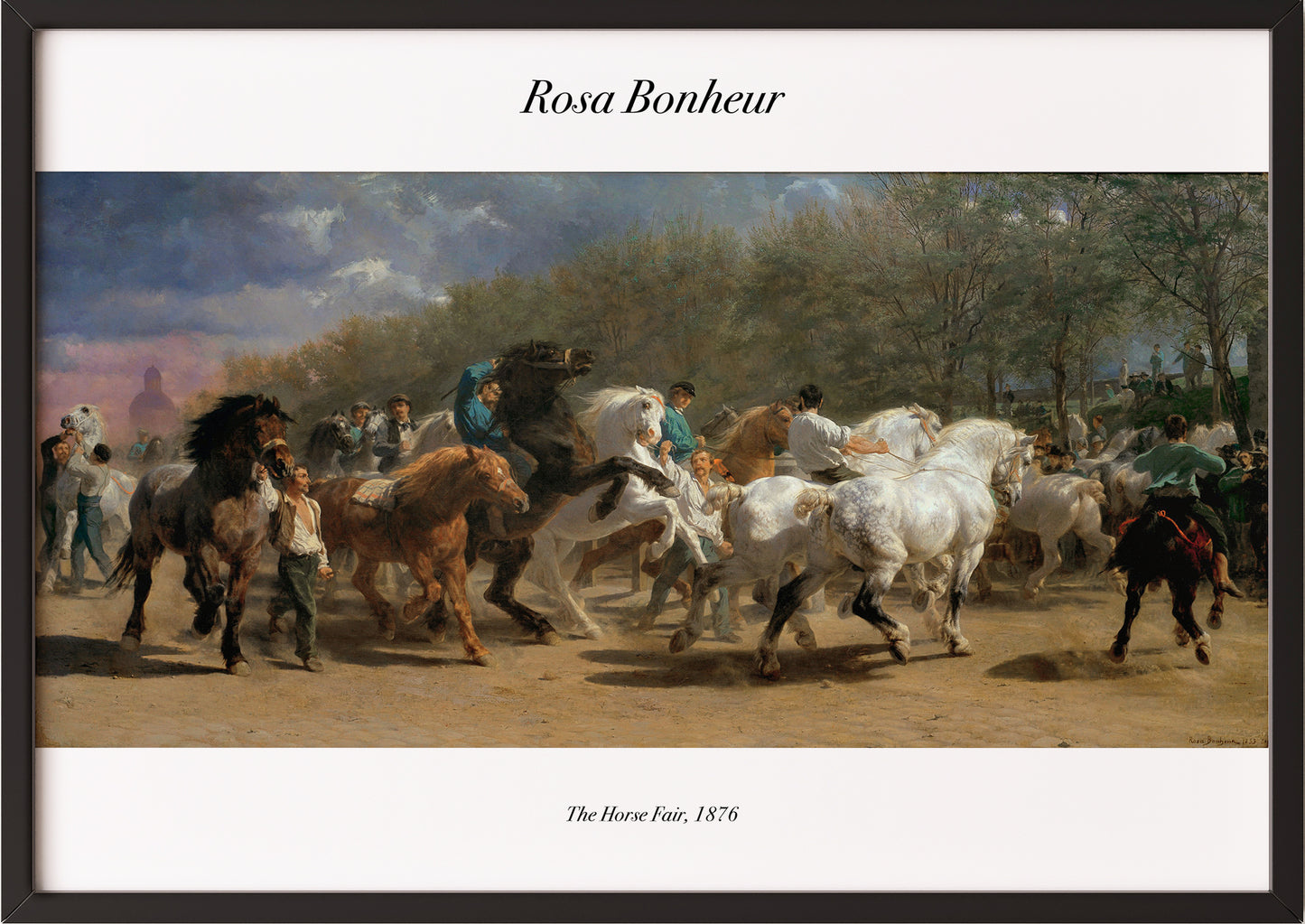 The Horse Fair von Rosa Bonheur Kunstdruck im schwarzen Rahmen