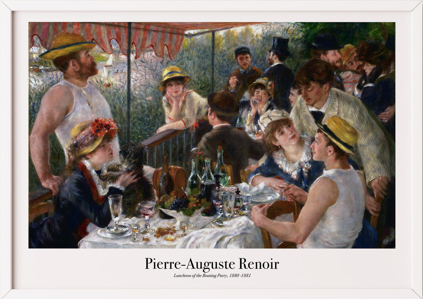 Luncheon of the Boating Party von Pierre-Auguste Renoir Kunstdruck im weißen Rahmen