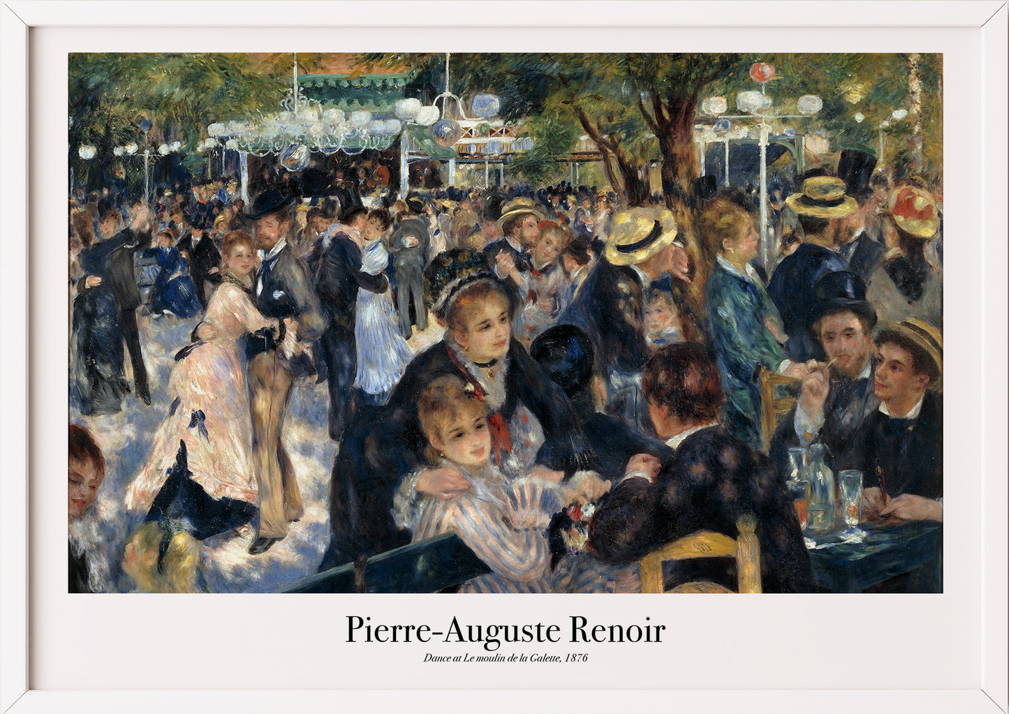 Dance at Le Moulin de la Galette von Pierre-Auguste Renoir Kunstdruck im weißen Rahmen