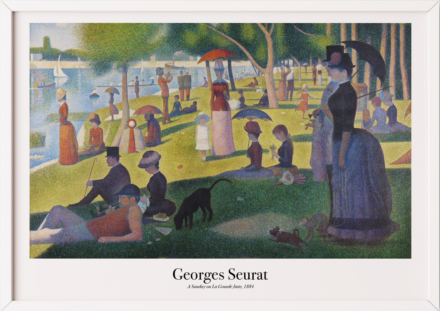 A Sunday Afternoon on the Island of La Grande Jatte von Georges Seurat Kunstdruck im weißen Rahmen