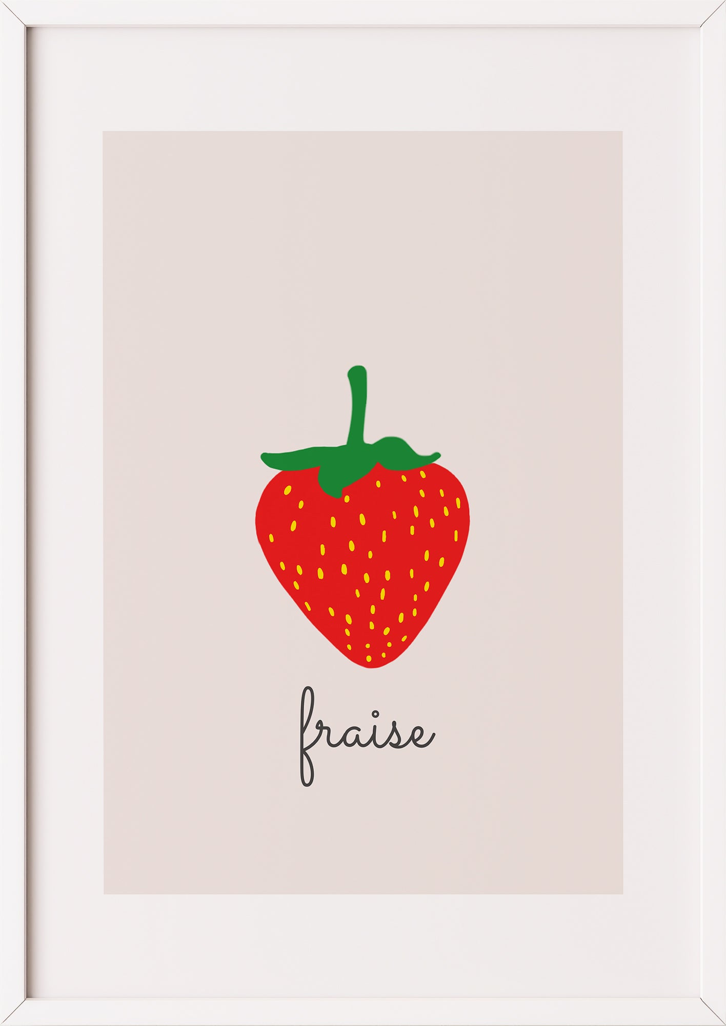 Poster „Strawberry Illustration - Fraise“ weiß.
