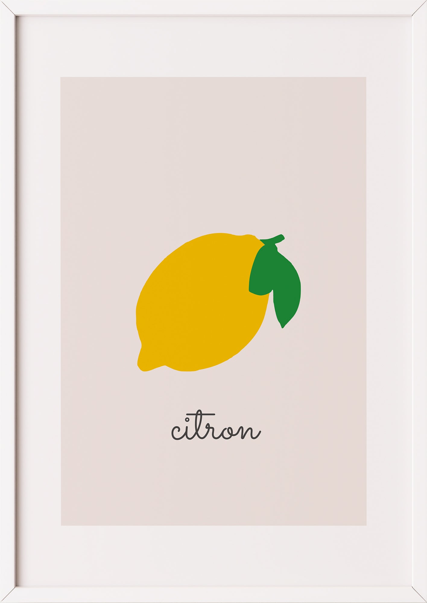 Poster „Citron“ in weißem Rahmen.
