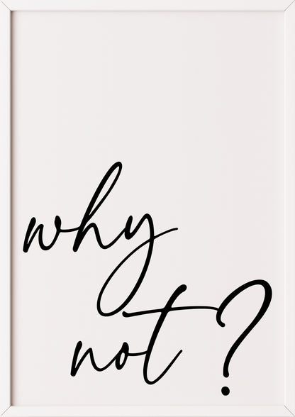 weißer Rahmen Why Not Typografie Poster in einem weißen Rahmen modern arrangiert in einem gemütlichen Raum mit Sofa und Teppich