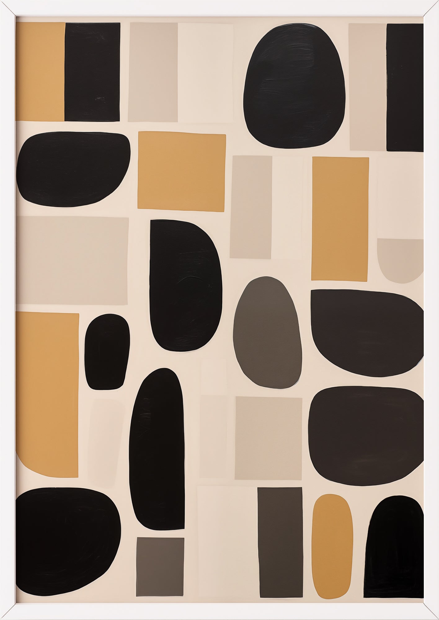 Hochformatiges Poster „BAUHAUS - Circles - Beige Brown Black“ mit weißem Rahmen.