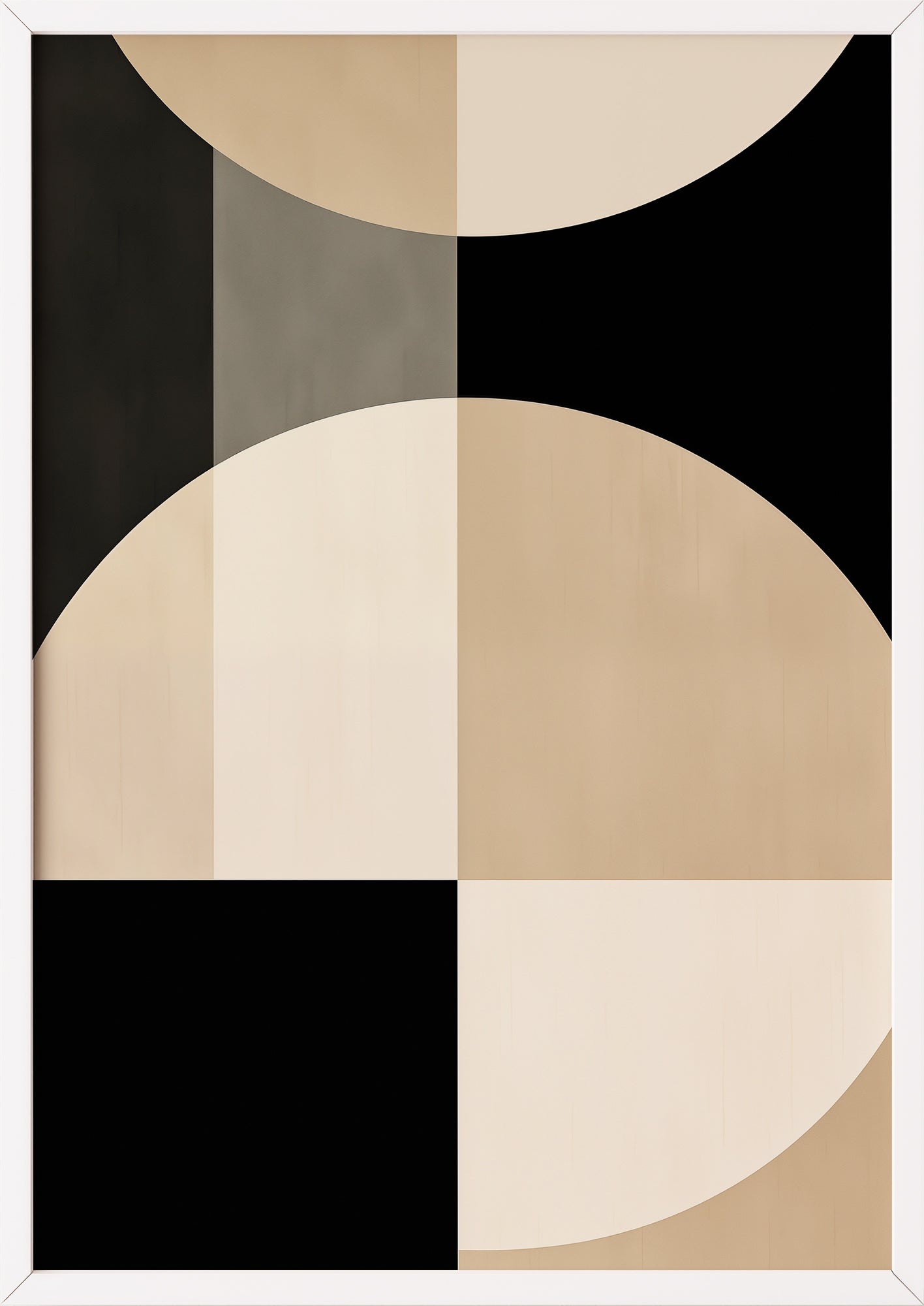 Hochformatiges Poster „BAUHAUS - Beige Brown Black 2“ mit weißem Rahmen.