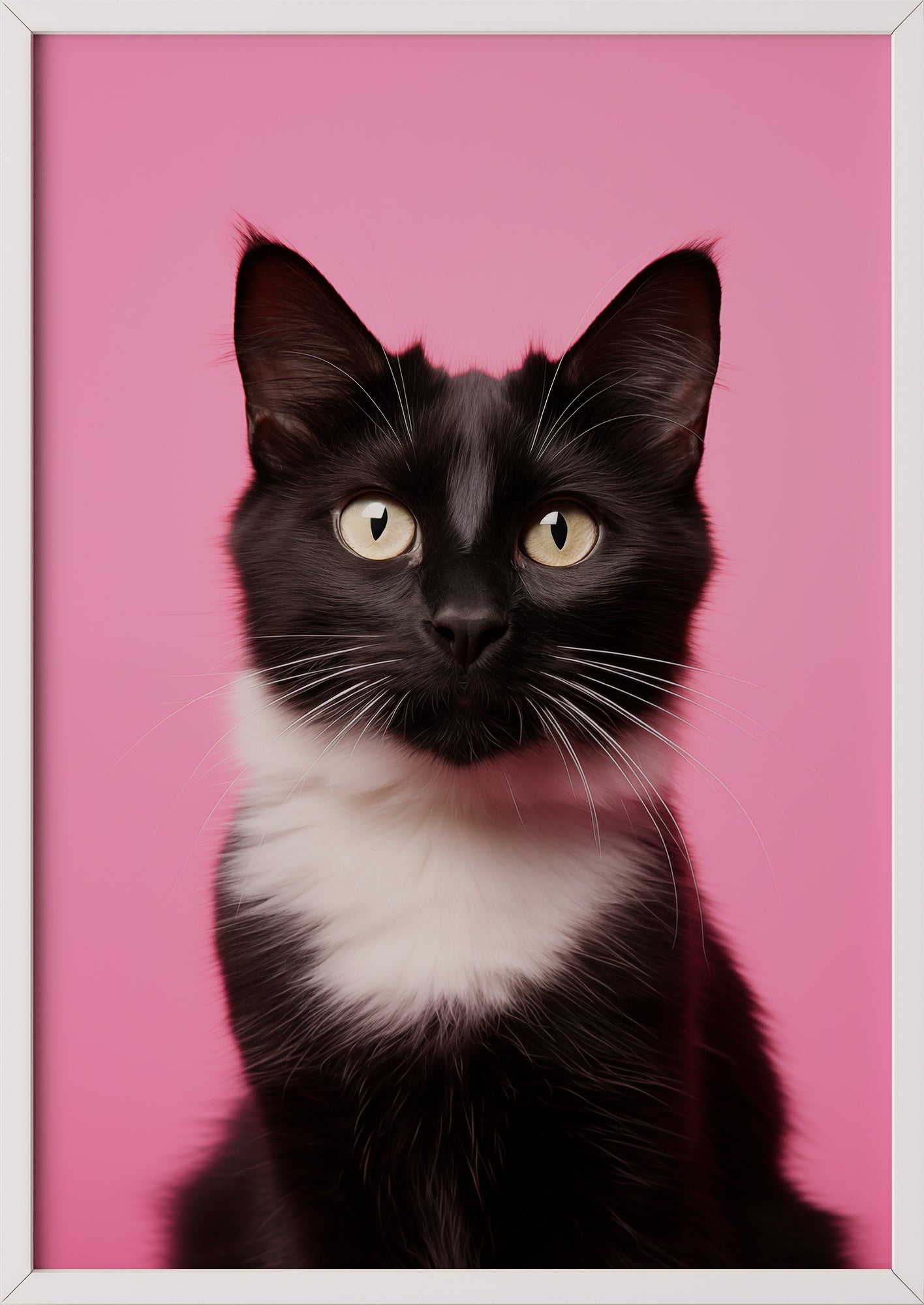 Poster „Cat 3 On Pink Background“ weiß.
