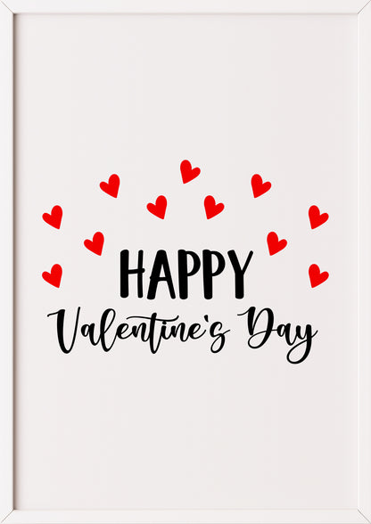 Ein liebevolles Valentinstag Poster mit weißen Rahmen, harmonisch dekoriert im Schlafzimmer