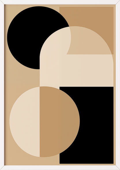 Hochformatiges Poster „BAUHAUS - Beige Brown Black 3“ mit weißem Rahmen.