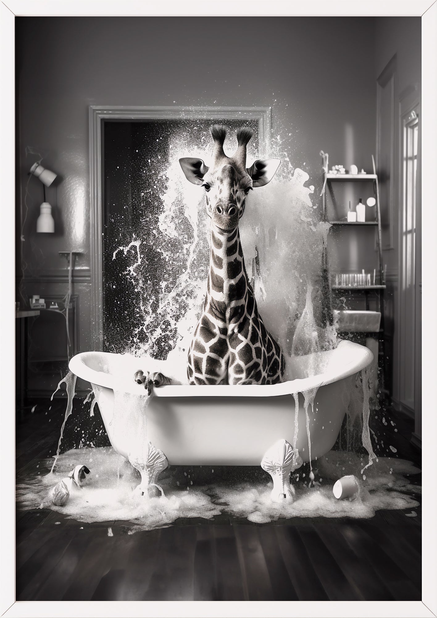 durch den weißen rahmen erhält das tiermotiv eine moderne und luftige ästhetik die sich ideal in helle räume einfügt