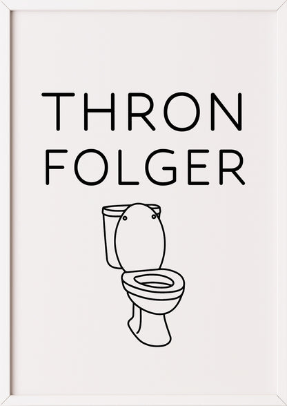 Minimalistisches Poster ‚Thronfolger‘ im weißen Rahmen mit gezeichneter Toilette, lustige Wanddekoration im modernen Stil für Badezimmer, Toilette oder Kinderbad