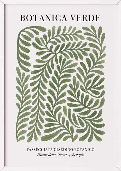BOTANICA VERDE Poster mit grünen Blättern & weißem Rahmen – stilvolle botanische Deko