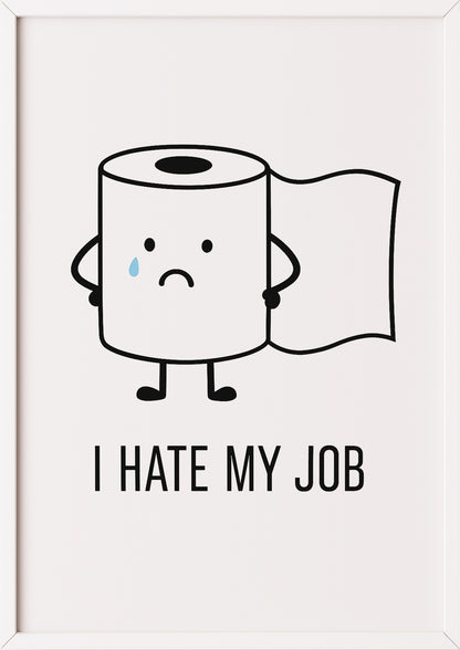 Ein humorvolles Toilettenpapier Poster mit weißem Rahmen, perfekt über dem Handtuchhalter
