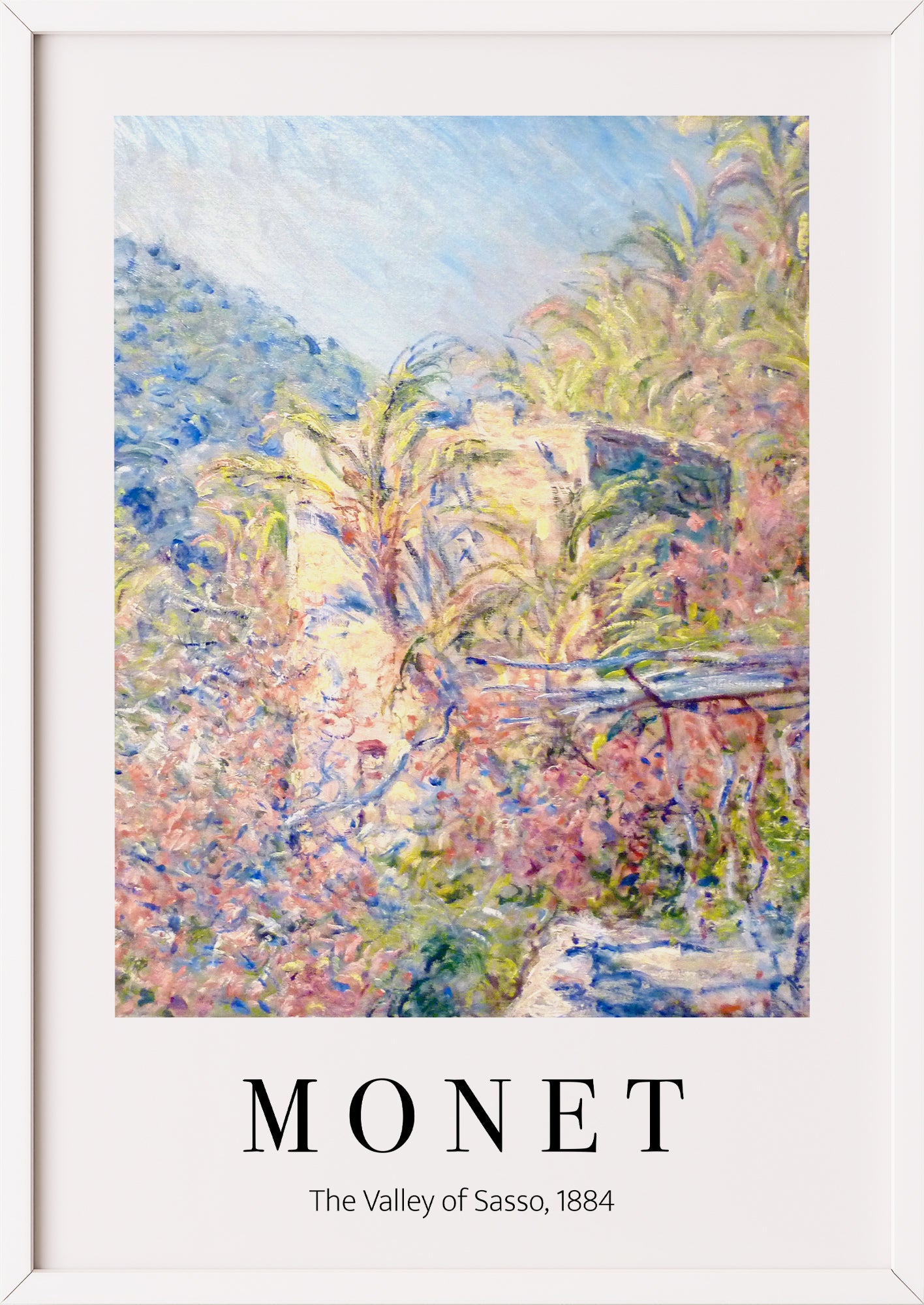 Nahaufnahme von The Valley of the Sasso von Claude Monet als Poster