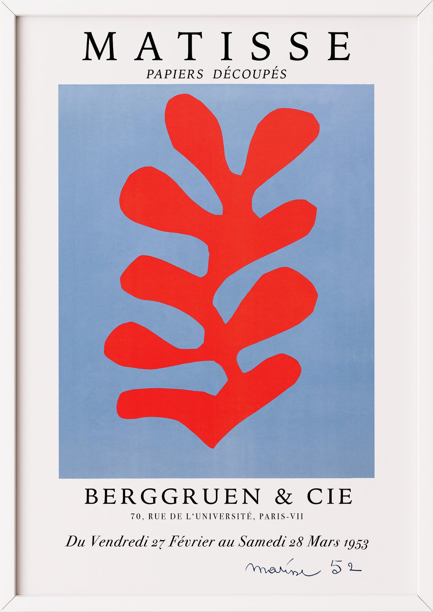 Red Algae von Henri Matisse Kunstdruck im weißen Rahmen