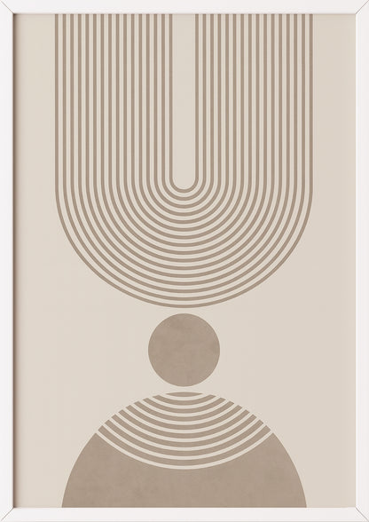 Minimalistisches Geometrieposter mit natürlichen Farben im weißen Rahmen