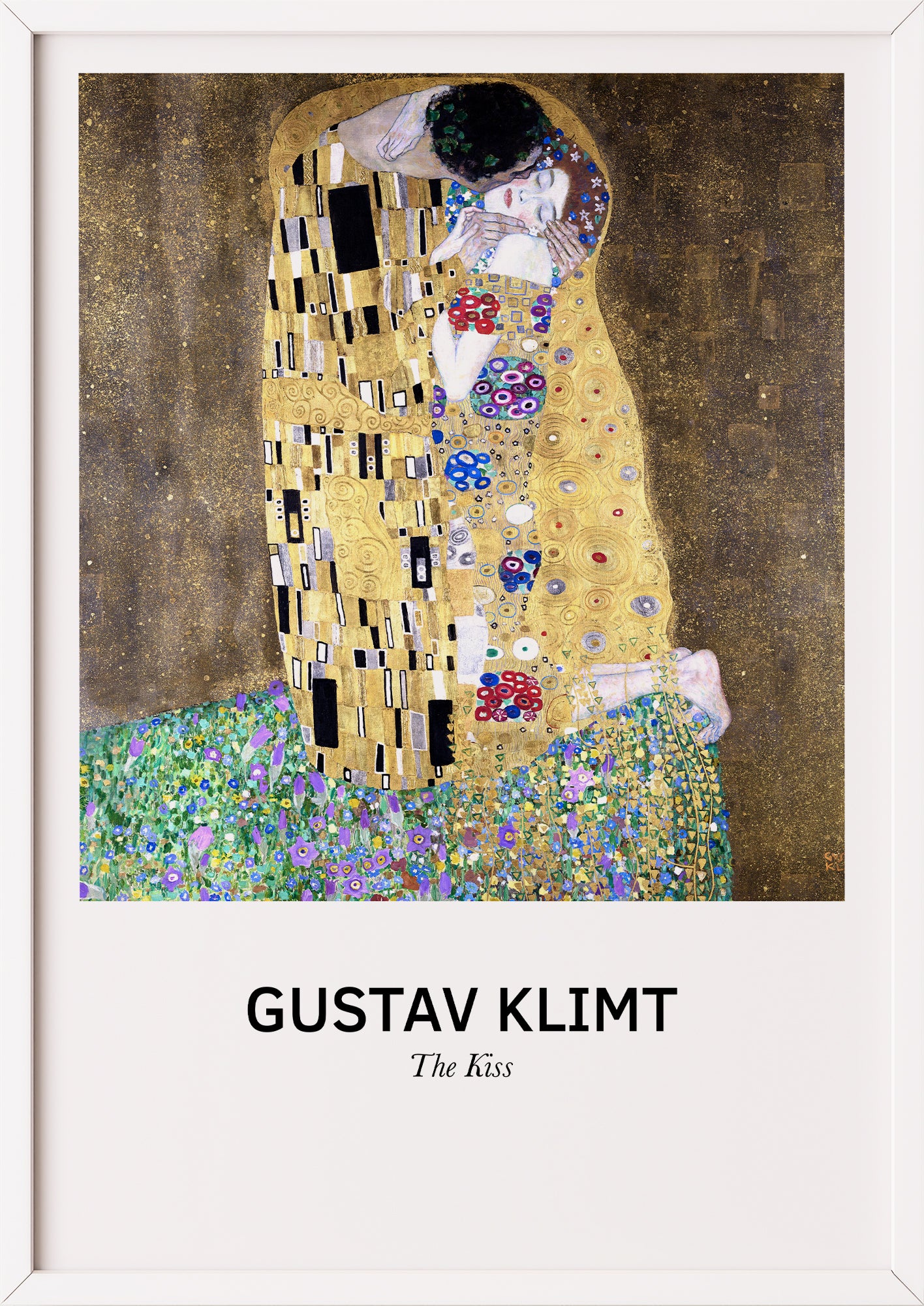 Nahaufnahme von The Kiss von Gustav Klimt als Poster