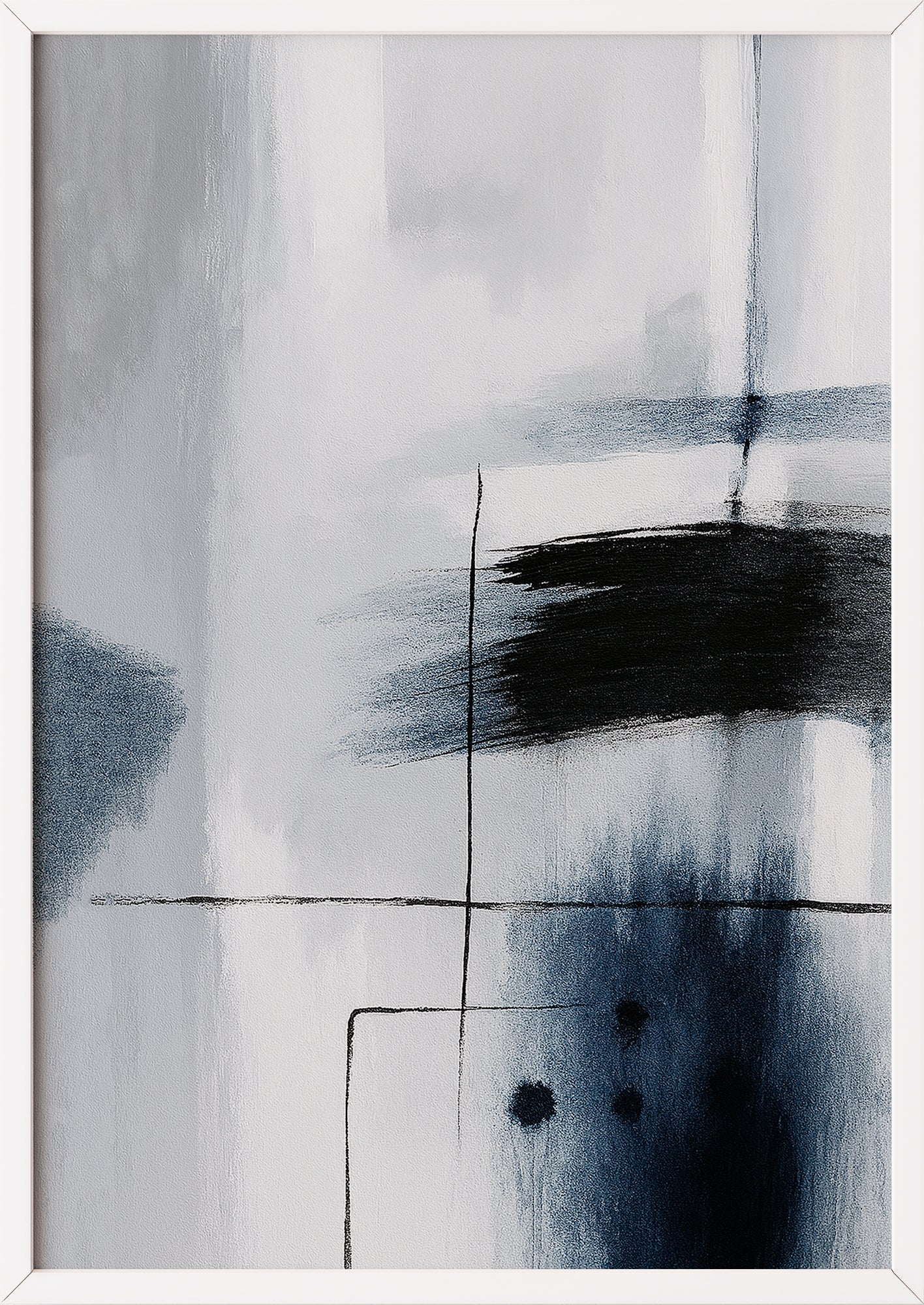 Poster mit Struktur, Linien und abstrakter Komposition im weißen Rahmen