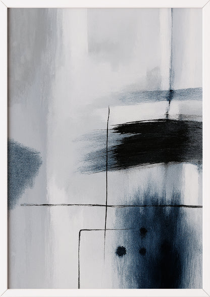 Poster mit Struktur, Linien und abstrakter Komposition im weißen Rahmen