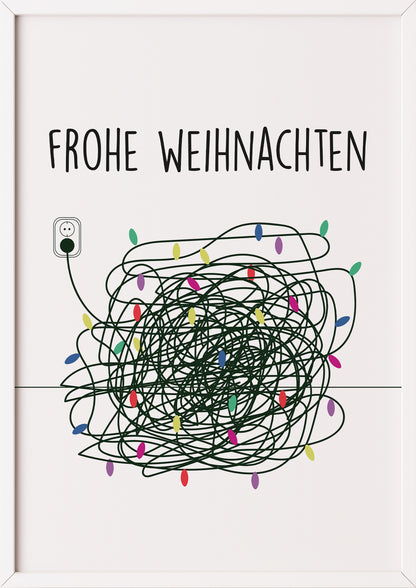 Frohe Weihnachten-Poster in weißem Holzrahmen