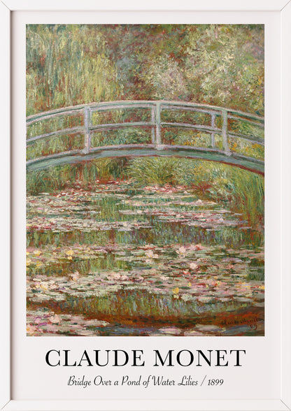 Claude Monet Poster Bridge Over a Pond of Water Lilies im weißen Rahmen – klassische Wandkunst