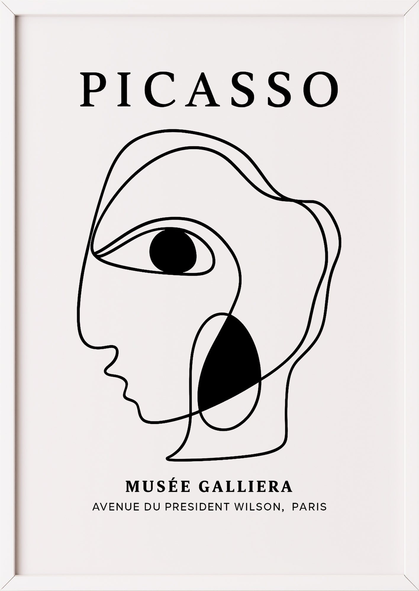 weißer rahmen Picasso Face Line Art Poster im weißen Rahmen in elegantem Raum