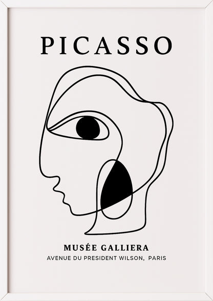 weißer rahmen Picasso Face Line Art Poster im weißen Rahmen in elegantem Raum