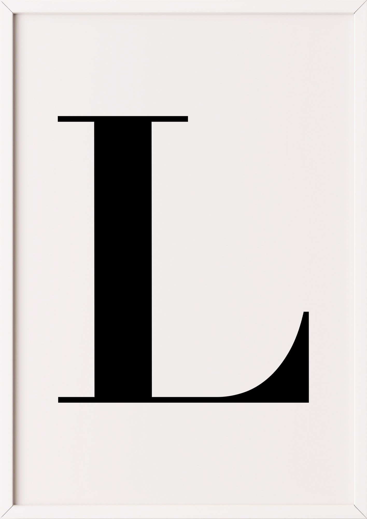 Poster Buchstabe „L“ in weißem Holzrahmen