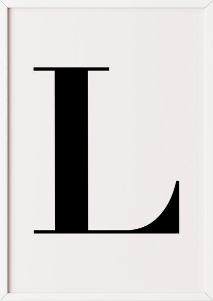 Poster Buchstabe „L“ in weißem Holzrahmen
