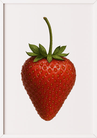 Erdbeeren Kunstdruck mit weißem Rahmen – moderne Küchen Wanddekoration