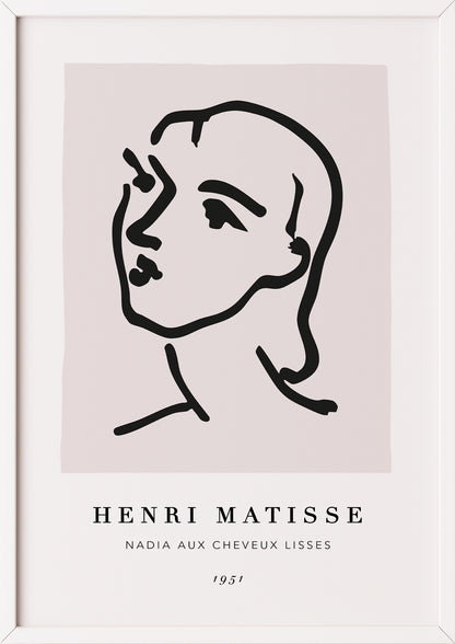 Nadia aux cheveux lisses von Henri Matisse Kunstdruck im weißen Rahmen