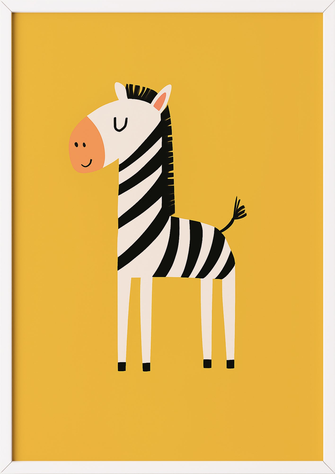 Zebraposter im weißen Rahmen an einer hellen Wand